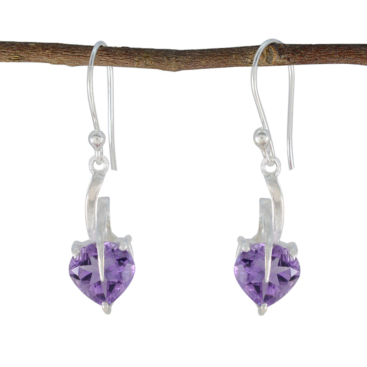 Natalie Purple Solitaire Dangle Earrings for Glam Looks Amethyst Purple Dangle
