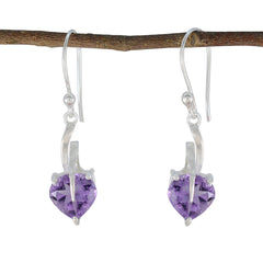 Natalie Purple Solitaire Dangle Earrings for Glam Looks Amethyst Purple Dangle