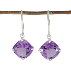 Min-seo Purple Solitaire Dangle Earrings for Glam Style