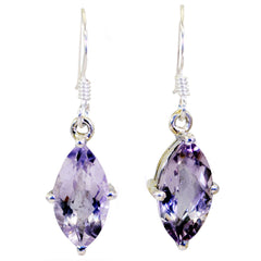Giulia Purple Solitaire Dangle Earrings for Glam Look Amethyst Purple Dangle
