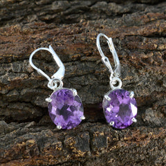 Olivia Purple Solitaire Dangle Earrings for Glam Style