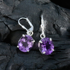 Olivia Purple Solitaire Dangle Earrings for Glam Style