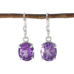 Olivia Purple Solitaire Dangle Earrings for Glam Style Amethyst Purple Dangle