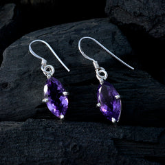 Giulia Purple Solitaire Dangle Earrings for Glam Look