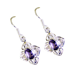 Hana Purple Solitaire Dangle Earrings for Daily Glam