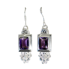 Hanna Purple Solitaire Dangle Earrings for Glam Look Amethyst Purple Dangle