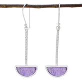 Bruna Purple Solitaire Dangle Earrings for Glam Style Amethyst Purple Dangle