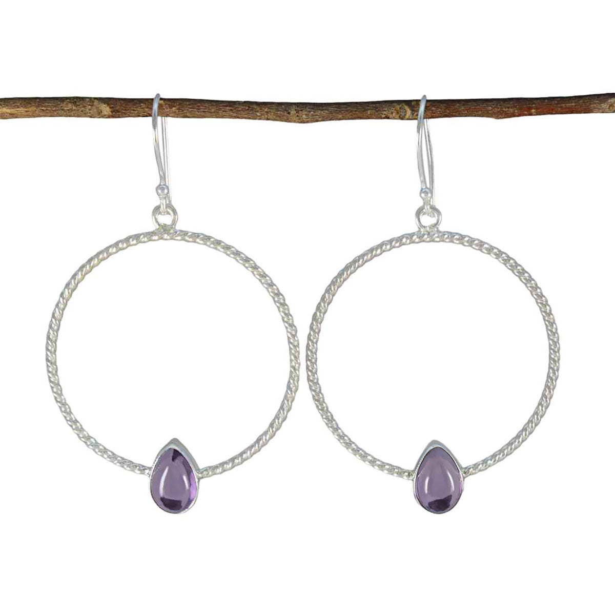 Sakura Purple Solitaire Dangle Earrings for Women Amethyst Purple Dangle