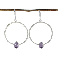 Sakura Purple Solitaire Dangle Earrings for Women Amethyst Purple Dangle