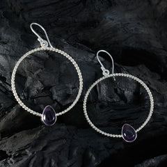 Sakura Purple Solitaire Dangle Earrings for Women