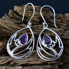 Lucia Purple Solitaire Dangle Earrings for Everyday Glam