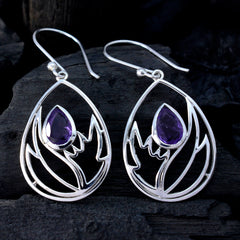 Lucia Purple Solitaire Dangle Earrings for Everyday Glam