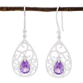 Laura Purple Solitaire Dangle Earrings for Glam Looks Amethyst Purple Dangle