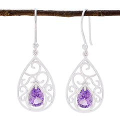 Laura Purple Solitaire Dangle Earrings for Glam Looks Amethyst Purple Dangle