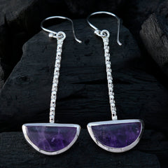 Bruna Purple Solitaire Dangle Earrings for Glam Style