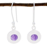 Antonia Purple Solitaire Dangle Earrings for Glam Looks Amethyst Purple Dangle