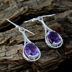 Ines Purple Solitaire Dangle Earrings for Everyday Glam