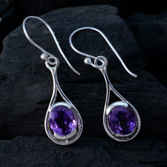 Ines Purple Solitaire Dangle Earrings for Everyday Glam
