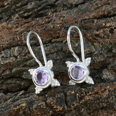 Penelope Purple Solitaire Dangle Earrings for Glam