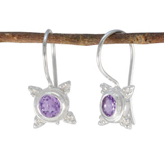 Penelope Purple Solitaire Dangle Earrings for Glam Amethyst Purple Dangle