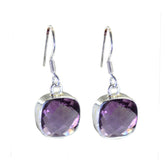 Mathilde Purple Solitaire Dangle Earrings - Chic Elegance Amethyst Purple Dangle