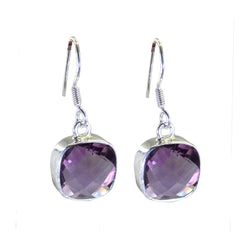 Mathilde Purple Solitaire Dangle Earrings - Chic Elegance Amethyst Purple Dangle