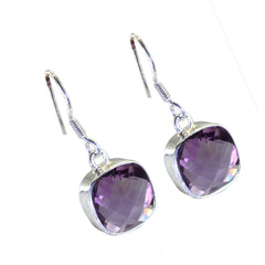 Mathilde Purple Solitaire Dangle Earrings - Chic Elegance
