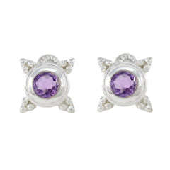 Lourdes Purple Solitaire Dangle Earrings - Stylish Gemstone Jewelry
