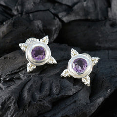 Lourdes Purple Solitaire Dangle Earrings - Stylish Gemstone Jewelry