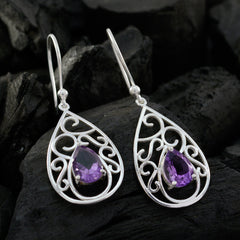Laura Purple Solitaire Dangle Earrings for Glam Looks