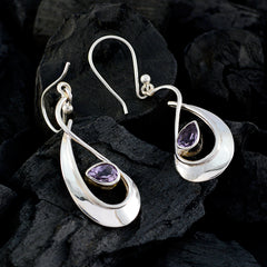 Clara Purple Solitaire Dangle Earrings for Everyday Glam