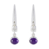 Nora Purple Solitaire Dangle Earrings for Stylish Looks Amethyst Purple Dangle