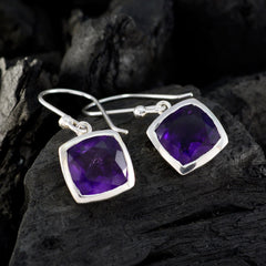Josephine Purple Solitaire Dangle Earrings for Elegance