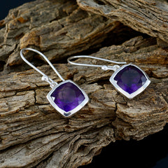 Josephine Purple Solitaire Dangle Earrings for Elegance