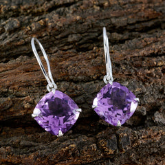 Min-seo Purple Solitaire Dangle Earrings for Glam Style