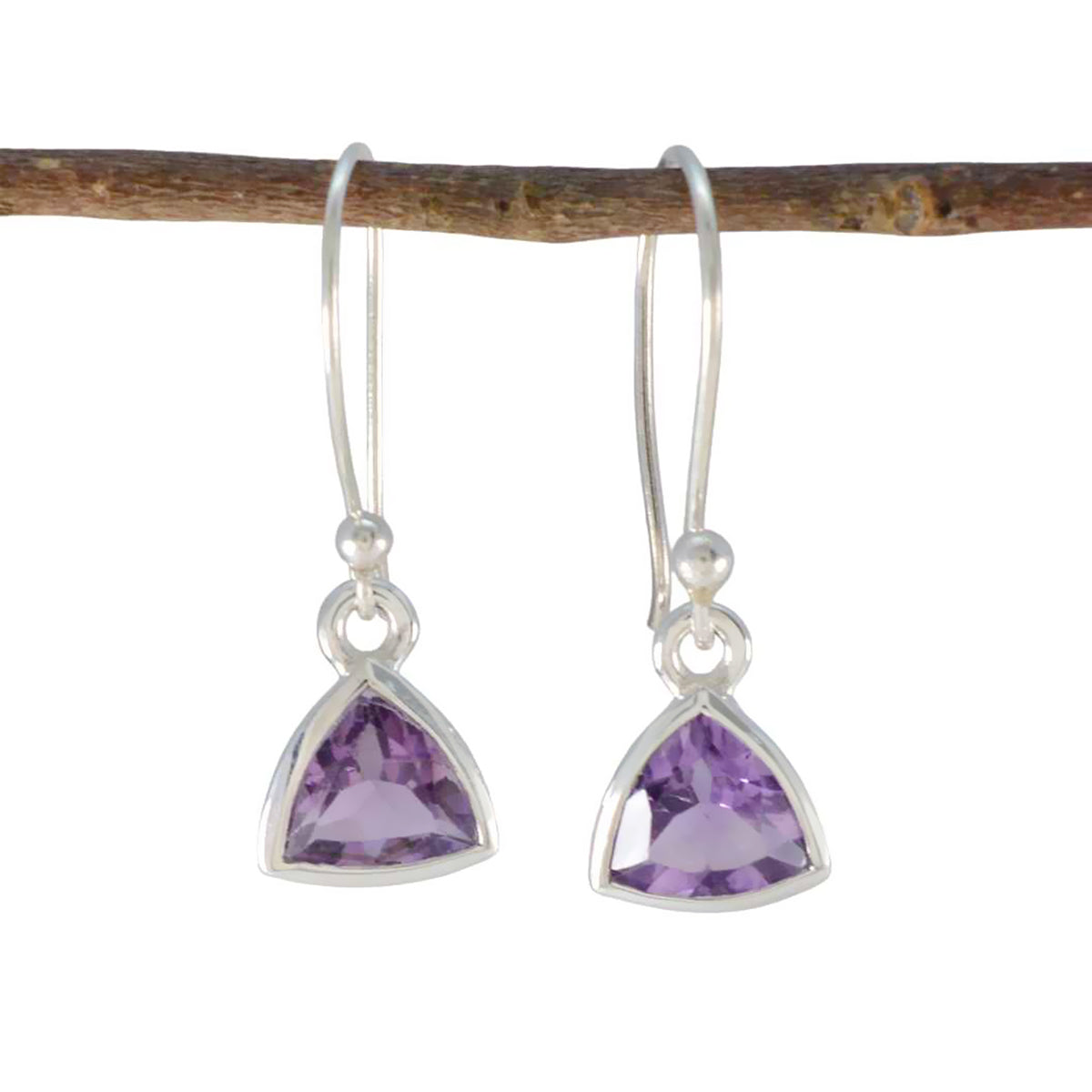Ayaka Purple Solitaire Dangle Earrings for Glam Look Amethyst Purple Dangle
