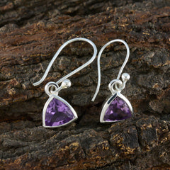 Ayaka Purple Solitaire Dangle Earrings for Glam Look