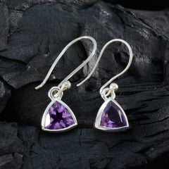 Ayaka Purple Solitaire Dangle Earrings for Glam Look