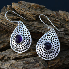 Bianca Purple Solitaire Earrings - Elegant Silver Design