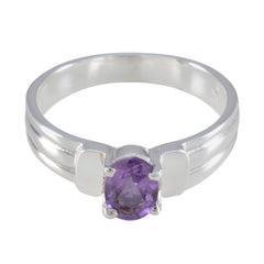 Zoe Purple Solitaire Ring - Elegant Gemstone Jewelry Amethyst Purple