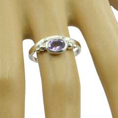 Chen Purple Solitaire Ring with Elegant Silver Accent