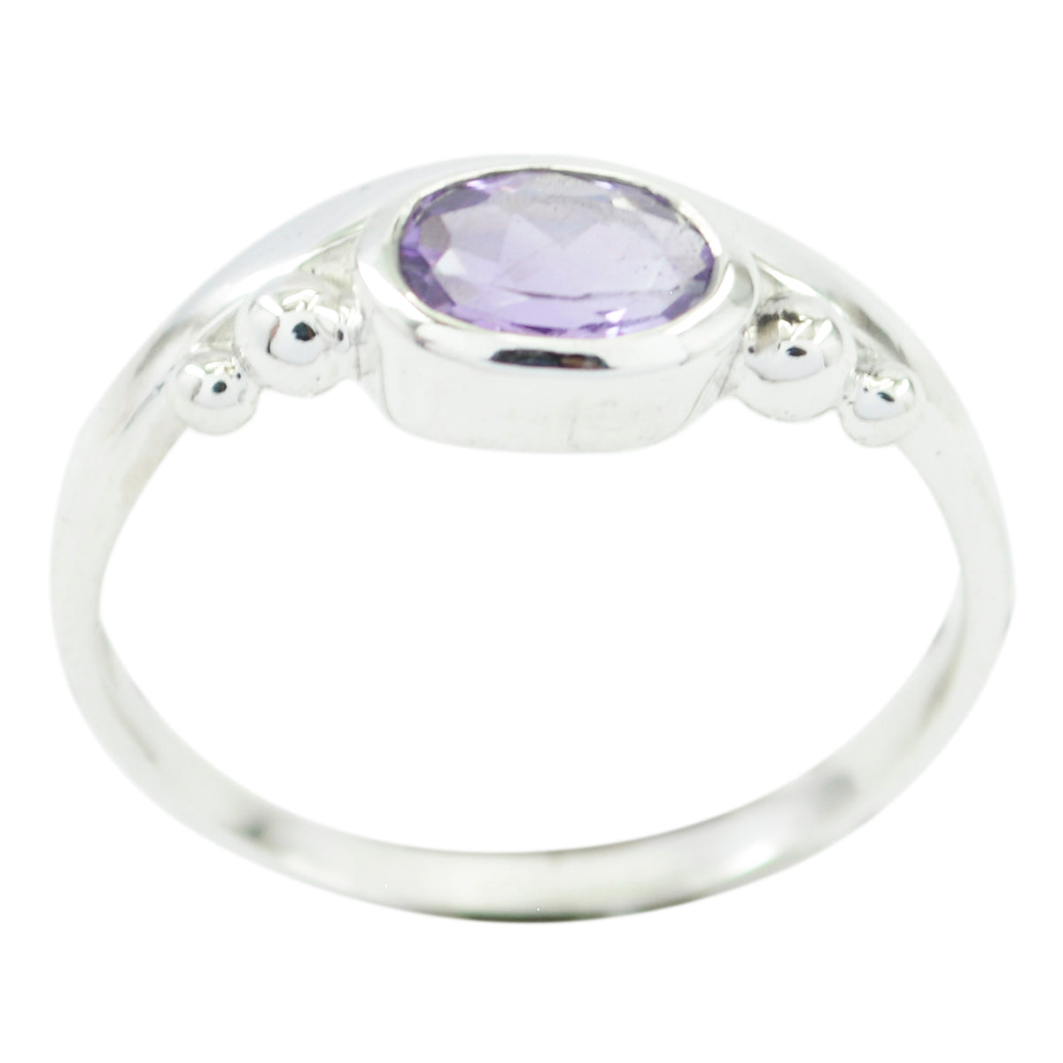 Chen Purple Solitaire Ring with Elegant Silver Accent Amethyst Purple