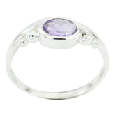 Chen Purple Solitaire Ring with Elegant Silver Accent Amethyst Purple