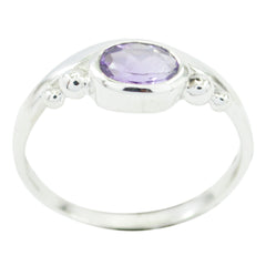 Chen Purple Solitaire Ring with Elegant Silver Accent Amethyst Purple