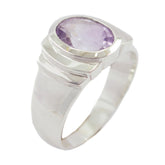 Araya Purple Solitaire Ring with Oval Amethyst Gemstone Amethyst Purple