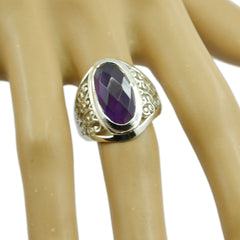 Clara Purple Solitaire Ring with Intricate Design