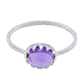 Yuna Purple Solitaire Ring in Sterling Silver Design Amethyst Purple