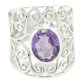 Isabella Purple Solitaire Ring in Elegant Design Amethyst Purple