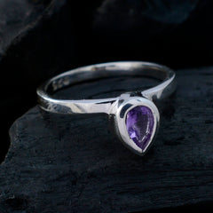Yuna Purple Solitaire Ring in Sleek Silver Design