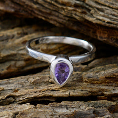 Yuna Purple Solitaire Ring in Sleek Silver Design